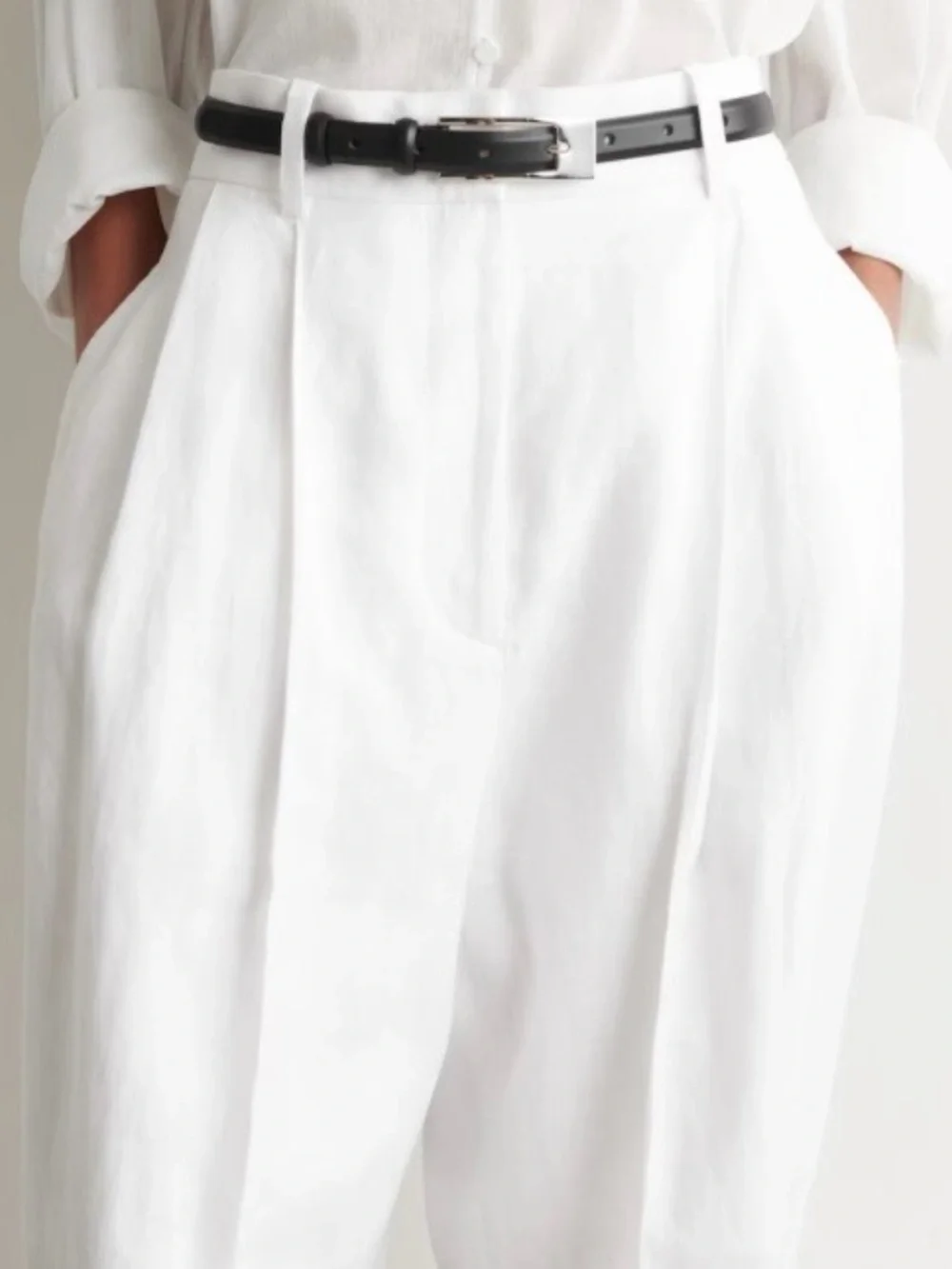 COS Tailored Linen Barrel Leg Pants in White Size 6. NWT